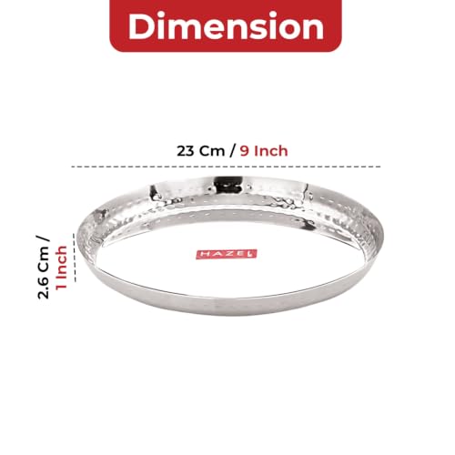 Image of HAZEL Hammered Stainless Steel Dinner Plate, 23cm, Set of 6