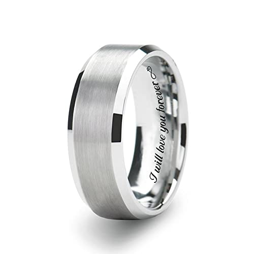 Personalized Men’s Silver Ring – Custom Engraved Wedding Band with Beveled Edge – Free Engraving in Any Language - Ships from USA4