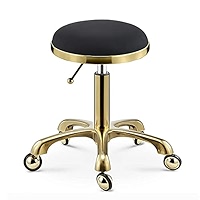Taburete Con Ruedas Giratorias 360° - Altura Ajustable 46-60 Cm, Piel Sintética, Para Oficina O Casa