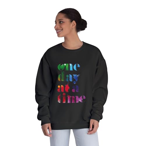 Inspirational Crewneck Sweatshirt - One Day at a Time, Cozy Unisex Sweatshirt, Self-Care Gift, Motivational Apparel, [...]4