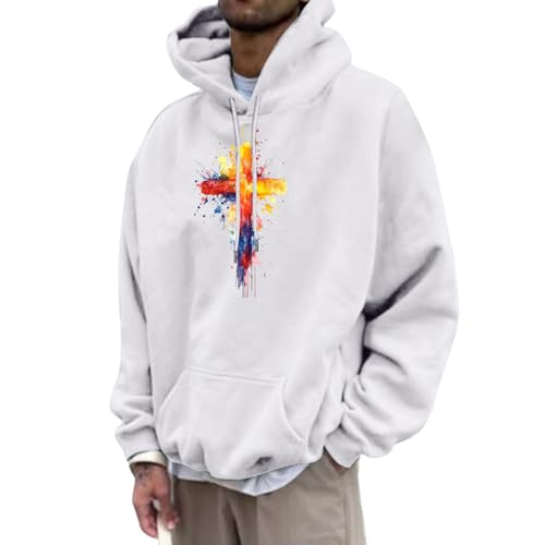 Jesus Hoodies for Men,Christian Crewneck Sweatshirt Men Hoodies | Loose Fit Pullover Casual Fall Winter Tops