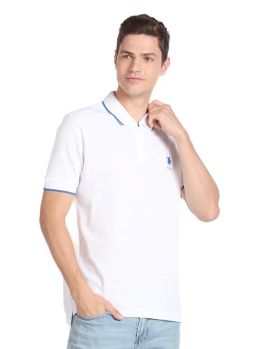 Image of U.S. Polo ASSN. Knitted Slim Fit Polo T Shirts for Men - 100% Cotton, Half Sleeves Mens Tshirt