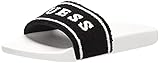 Punta redonda GUESS Men\'s Exie Slide Sandal, Black Multi Fabric, 8