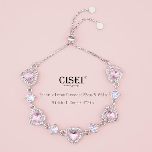 Bracelets Jewelry Gifts for Women - Gold Silver Trendy Fashion Adjustable Pink Crystal Link Bangle Bracelet Birthday Gifts for Women3