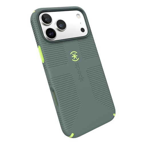 Image of Speck CANDYSHELL Grip +MS Case for iPhone 17 Pro Max - NEO DRAB /Glow Green | Slim Protective Grip | Drop Protection | MagSafe Compatible