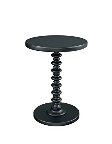 Image of Sheesham Wood Round Curve Bed Side End Table for Living Room (Standard Size, Black)