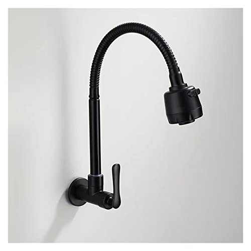 Robinet eau froide noir G1/2 en acier inoxydable rotatif pour évier et lavabo