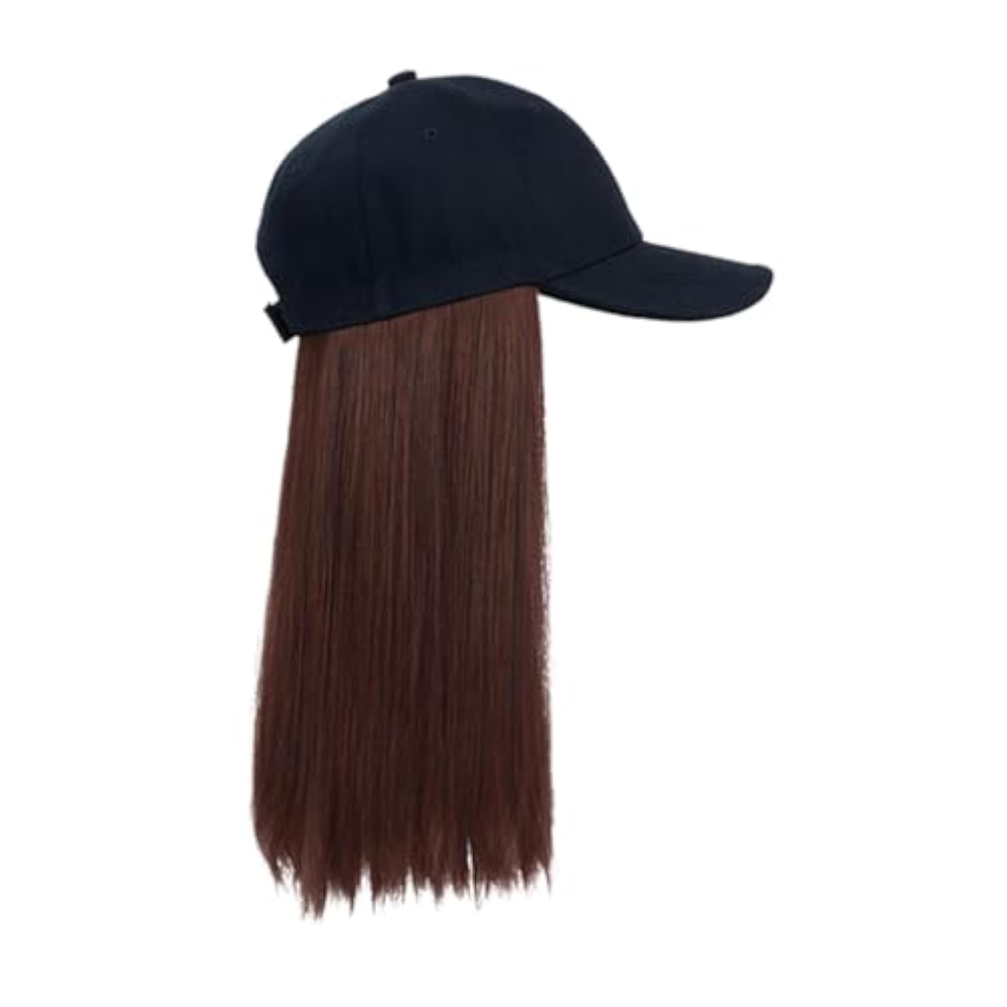 Baseball Cap Wig with Hair Extensions, Decorative Brown Hair