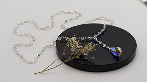 LTC Designs Austrian Crystal Aurora Borealis Beaded Hand Linked Y Necklace2