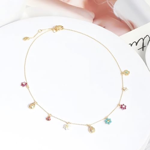 18K Gold Plated Ladybug Necklace, Dainty Charm Choker Necklace, Jewelry Gifts for Wife, Girlfriend, Birthday, Anniversary, Bridesmaid Party Accessories2