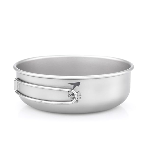 Keith Titanium Ti5325 Ciotola da cucina a parete singola con manico pieghevole, leggera, per campeggio, escursionismo e picnic (500 ml)