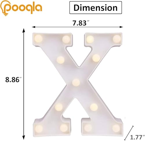 Image of Pooqla LED Light Up Letters, Warm White and Colorful Lighted Marquee Letters with Remote, Lighted Letter for Party Birthday Decorations, Gift for Girls Boys Night Light, Wedding Home Decor, Letter X