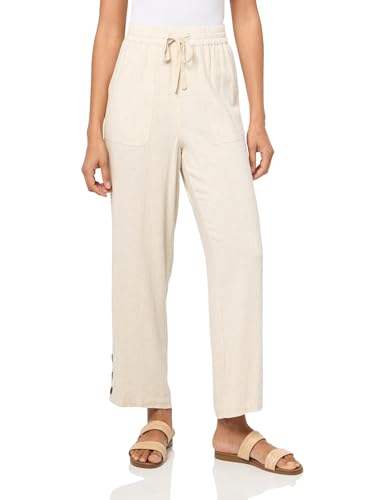 MULTIPLES Women's Drawstring Elastic Waist 4-Pocket Ankle Pant with 3-Button Hem Vents