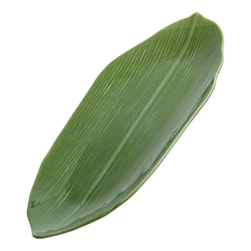 Plato de cerámica para sushi estilo hoja verde miniatura 1