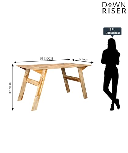 Image of Foldable Multi-Purpose Teakwood Table - Lightweight, Durable, Natural Wood Finish, Compact, Indoor Outdoor Dining Table, Work Desk, Coffee Table, Easy to Assemble, Space Saving - Natural - Dawnriser