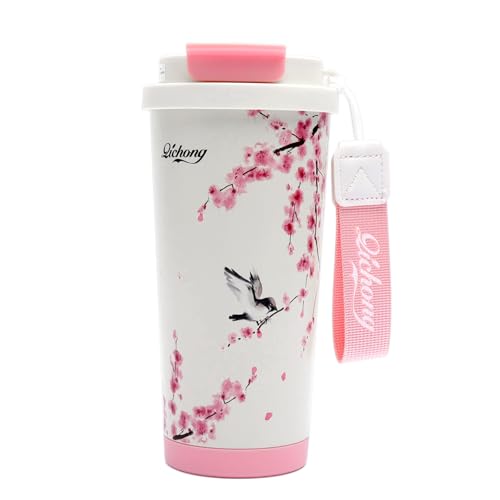 TNSLAND Tazza Termica 520ml – Bicchiere Caffè da Asporto Acciaio Inox Parete, per Caldo e Freddo, Ermetico e Antigoccia, Lavabile in Lavastoviglie, Travel Mug con Cannuccia Nascosta