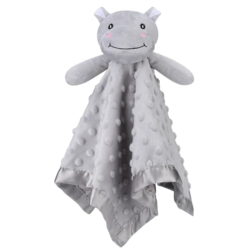 Image of Pro Goleem Hippo Loveys for Babies, Soft Security Blanket Baby Snuggle Toy Newborn Stuffed Animals Baby Gifts for Boys and Girls, 16 Inch