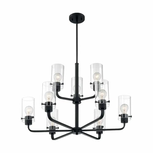 Image of Nuvo 60 /7179 Sommerset 9-Light Chandelier with Clear Glass, Brushed Nickel Finish