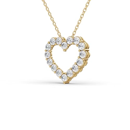 TimeLess Classics 14K Gold Lab Grown Diamond Heart Neckalce Pendant For Women From 0.50-2 CTW | Color E-F | Clarity VS1-VS22