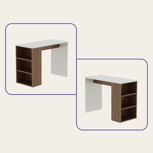 Image of Wakefit Brenn Engineered Wood Study Table - Columbian Walnut & Frosty White