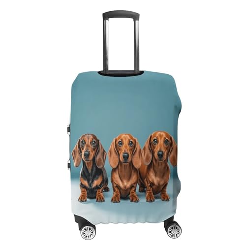 Carry on Luggage Cover Three Dachshunds Suitcase Covers for Luggages Tsa Approved Travel Luggage Sleeve Protector Elastic Suitcase Protector Anti-Scratch Washable Fits 19-30 Inch Case -XL4