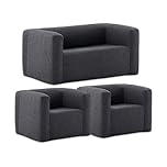 WAVE Inflatable Lounge Chair & Double Sofa Set | Stylish 3 Piece Blow-Up Furniture for Garden, Patio, Camping & Indoors | Easy Setup, Comfy Seating, Pump Included (Dark Grey)