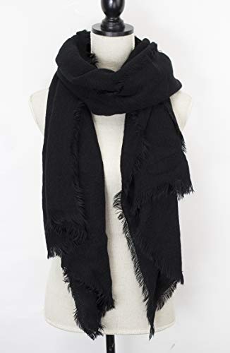 stylesilove Women Solid Color Frayed Edges Woven Blanket Scarf Autumn Winter Soft Wrap Shawl2