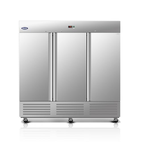 Image of 81 inchW Commercial Reach-in Upright Freezer - Low Noise & Energy Saving, Stainless Steel Freezer, 12 Adjustable Shelves, LED Lighting, 72 Cu.ft, Automatic defrost, Digital Temperature Control