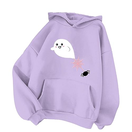 Pull à capuche pour femme violet XL pour un Halloween tout doux