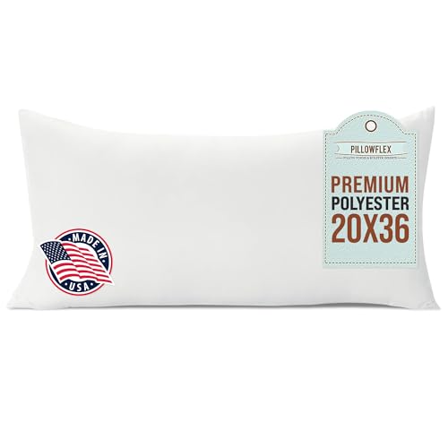 Pillowflex Premium Polyester Throw Pillow Insert - 20x36 - Ultra Soft Large Rectangle Throw Pillow Couch Sham Lumbar Back Sofa - Machine Washable - Decorative Accent Form - 1 Soft Pillow