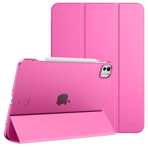 MoKo Case for iPad Pro 11 Inch M4 2024 (5th Gen), Ultra Thin Stand Case with Translucent Hard PC Back for iPad Pro 11 Inch 2024 (A2836/A2837/A3006), Supports Apple Pencil Pro, Persian Pink