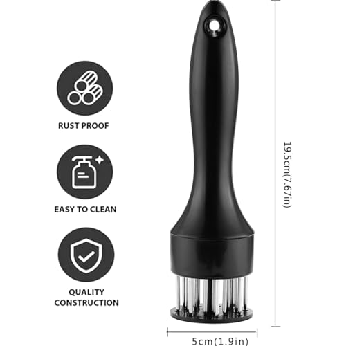 Image of Meat Tenderizer Tool, Stainless Steel Needle Ultra Sharp 24 Blades, Better Tool for Tenderizing Beef Chicken Steak Veal Pork Poultry BBQ & Marinade Than Hammer Mallet (Black)