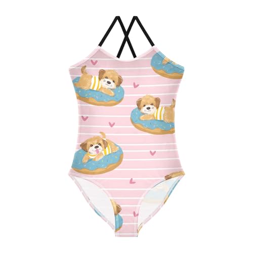 Girls Swimsuit Cute Puppy Lying Patterns One Piece Swimwear
