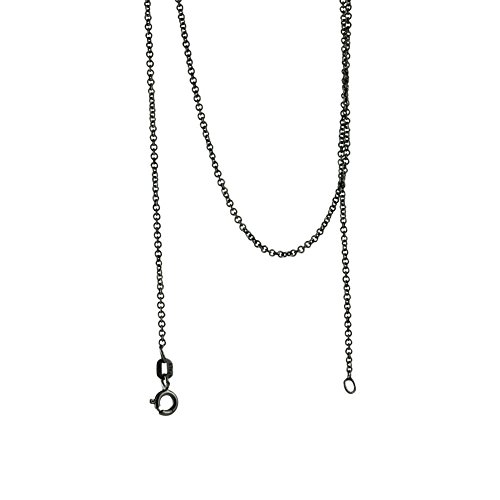 apop nyc Thin Blackened 925 Sterling Silver Rolo Chain Necklace 24 inch