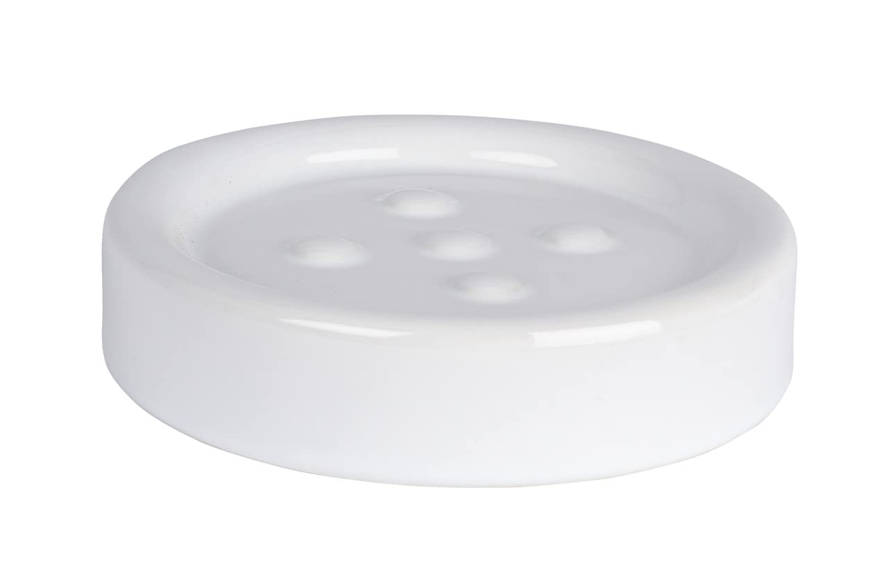 WENKO Seifenablage Polaris Seifenschale aus Keramik, Ø 11 x 2,8 cm, Weiß