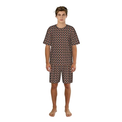Pijama de manga corta para hombre con estampado navideño de 2 piezas