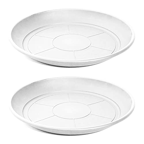 Acan Lot de 2 assiettes en plastique pour pots de 50 / 60 cm Méditerranée Plats, soucoupes, dessous-de-plat ronds pour plantes d'intérieur, d'extérieur,...