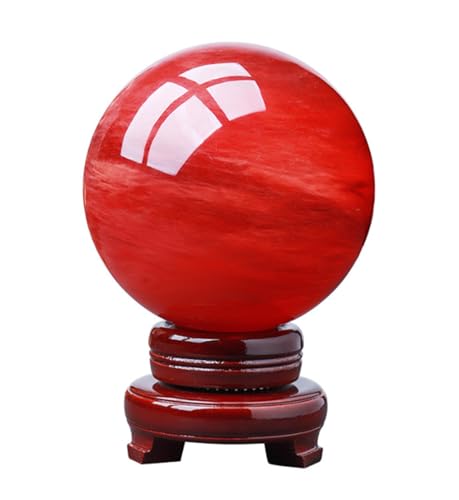 Boule de cristal rouge quartz gemme 80mm Feng Shui divination
