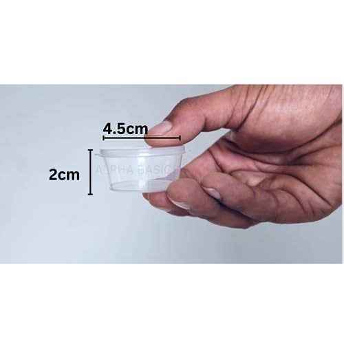 Image of Alpha Basics 25ml (Pack of 100) Plastic mini container with Attached Lid Multipurpose Packaging cups with transparent body