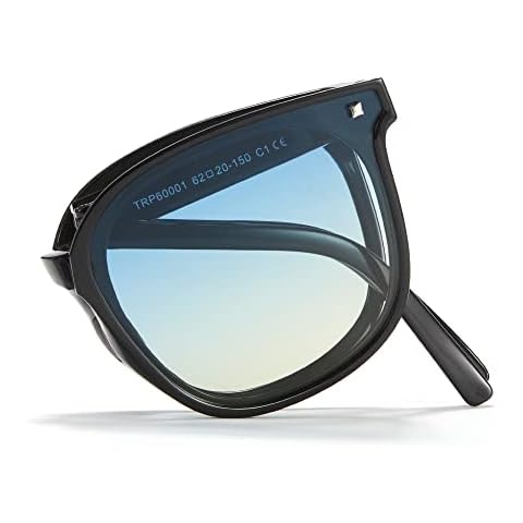 Cyxus Trendy Polarized Folding Cat Eye Sunglasses Women Men Uv400 Protection Anti Glare TR90 Ultralight Foldable frame 1801 Blue Cover