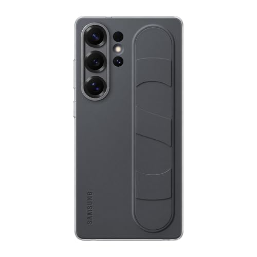 Coque en Silicone avec lanière et Support Noir pour Samsung Galaxy S25 Ultra