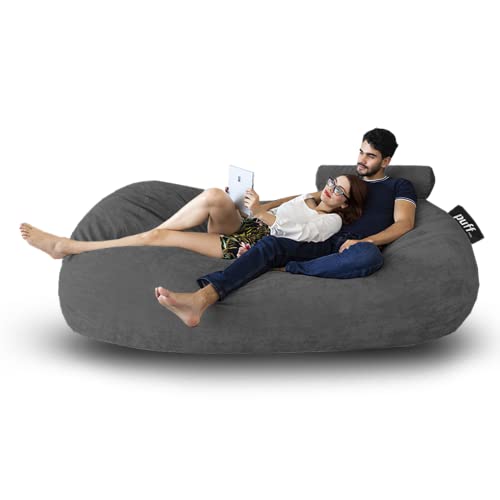 Puffs, Home PUFF MX Sillón 2 en 1 con Cama King Size. Relleno de Hule Espuma (Sillón: 180x50x100 cm, Cama: 200x220 cm) Tela Tipo Velvet, Color (Gris Oscuro)