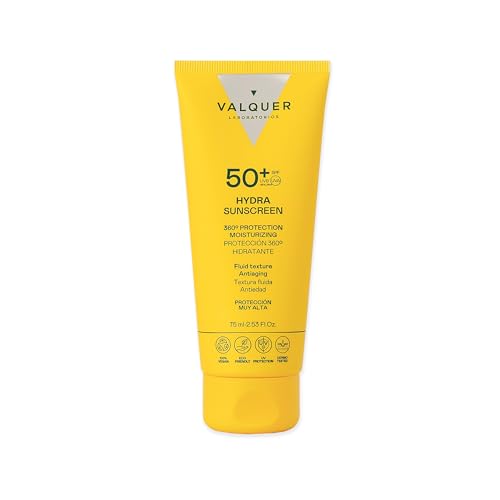 VALQUER Hydra Protector Solar Crema Facial SPF 50+ | Protección 360º UVA/UVB/IR/HEV | Hidratante Antiedad con Ácido Hialurónico y Vitaminas | Vegano | 75 ml