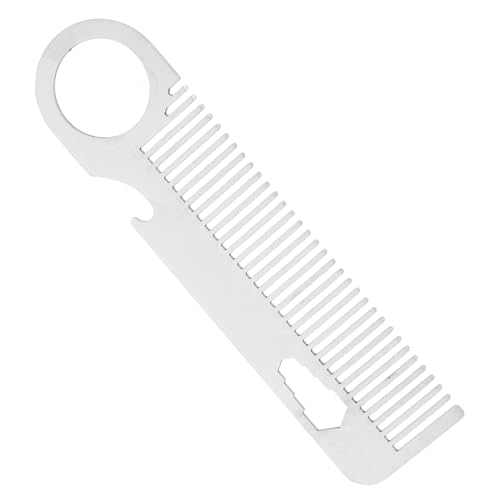 NULYLU シーシーステンレススチール製ひげ用コーム 細歯 メンズスリング コーム 口ひげ あごひげ 整理用 サロン仕様 男性用フェイシャルケアツール 旅行に便利