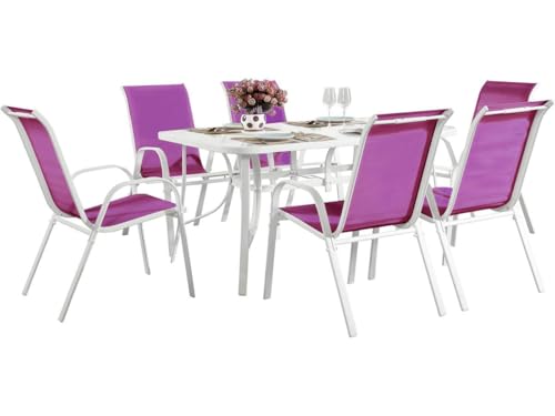 Habitat et Jardin Conjunto De Jardín Mesa + 6 sillas de Textileno Córdoba - Fuschia