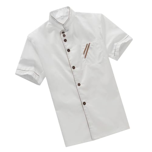 FRCOLOR Unisex Short Sleeve Chef Shirt for Food Service and Catering Casual Loose White Oil and Easy to Wash Breathable and Wearproof Material