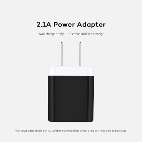 Image of Wall Charger, [5-Pack] 5V /2.1AMP Ailkin Dual-Port USB Wall Charger Home Travel Plug Power Adapter for iPhone SE /11Pro Max /XS /XR /8 /7 /7 Plus, Samsung Galaxy S7 S6, HTC, LG, Table, Motorola and More | USBA Plug Power Adapter for iPhone 17 /Air /16e /16 /15 /4 /13 Pro Max /12 /SE /11Pro Max /XS /XR, Samsung Galaxy, HTC Tablet Moto Box