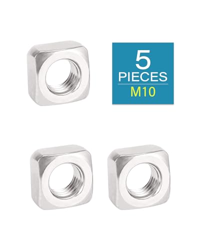 Image of M10-1.5 Square Nuts - IMScrews 304 Stainless Steel Square Nuts - Durable Fasteners for Home Repairs and Professional Engineering Pack of 5
