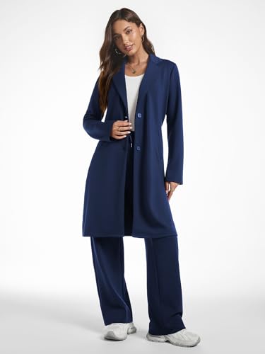 Women's 2 Piece Sets Dressy Casual Coatigan Pea Coat Wide Leg Pants Suit Winter Lounge Outfits2