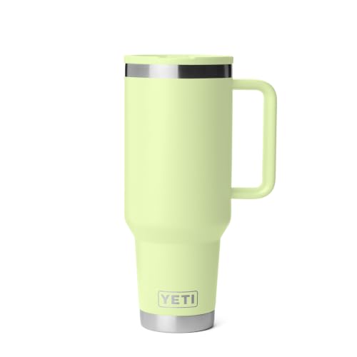 Image of YETI Rambler 40 oz Travel Mug with Flip Straw Lid - Stainless Steel, Vacuum Insulated, Leakproof, Cup Holder Friendly, Grasshopper